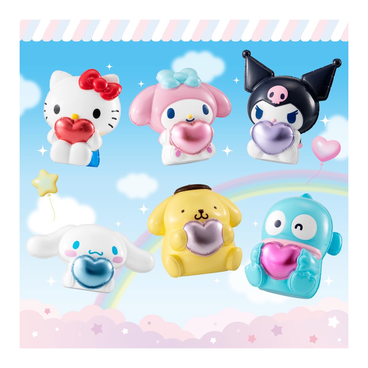 Bandai Puffy Balloon Mascot Sanrio Characters Chewing Gum Candy Toy Set of [BOX 10]