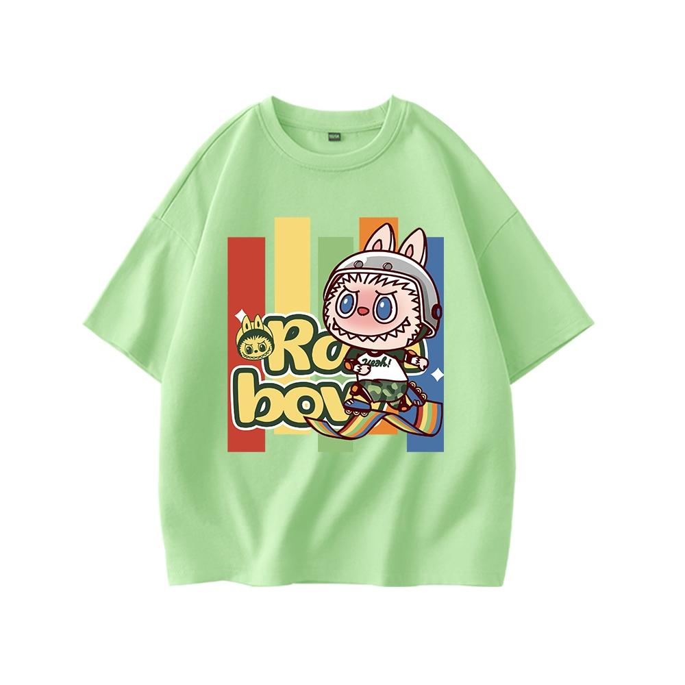LABUBU Children's T-shirt, Girls' Fashionable Round Neck Short Sleeved Shirt, Multiple Color Options for Tops