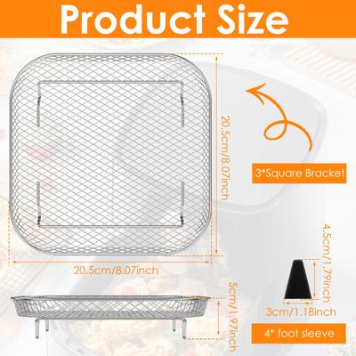 3Pcs 3-Layer Air Fryer Racks Square/Round/Rectangular Stackable Air Fryer Basket Tray Dehydrator Rack Air Fryer Oven Accessories