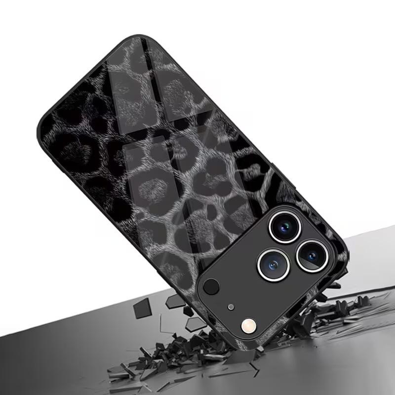 Japanese and Korean style light luxury classic leopard print iPhone16/17promax mobile phone case tempered glass protective case