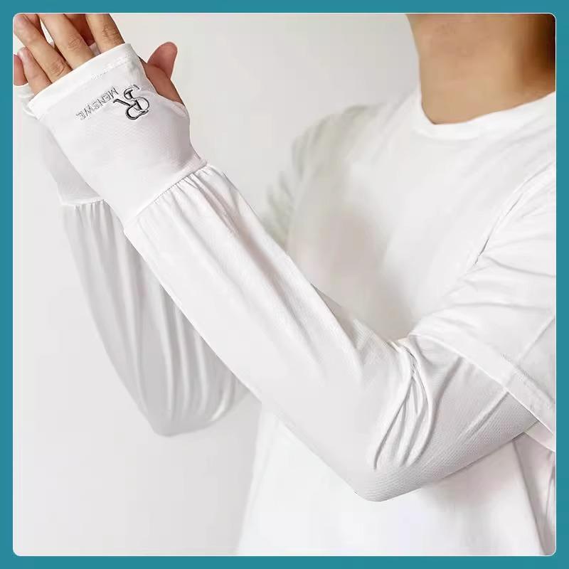 

Men s Extra Long Ice Silk Sun Protection Arm Sleeves - Plus Size, Loose Fit, Anti-UV