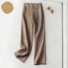 Falling Linen Straight-leg Pants Women's Summer Semi-elastic Slimming Casual Pants Cotton and Linen Wide-leg Trousers