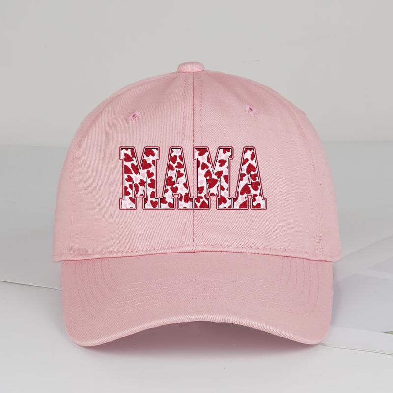 MAMA Heart Print Baseball Cap WoUnisex Vintage Washed Cotton Adjustable Dad Hat Mothers Day Casual Sun Hat