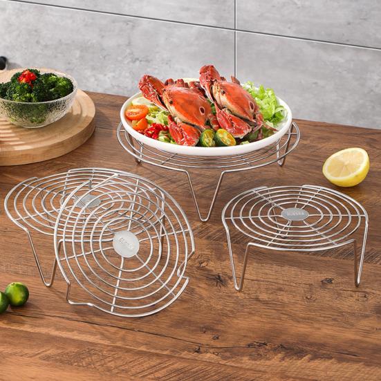 Stainless Steel Round Steamer Rack Dishwasher Safe Multifunction Baking Steaming Roasting Cooking Rack Kitchen Gadget