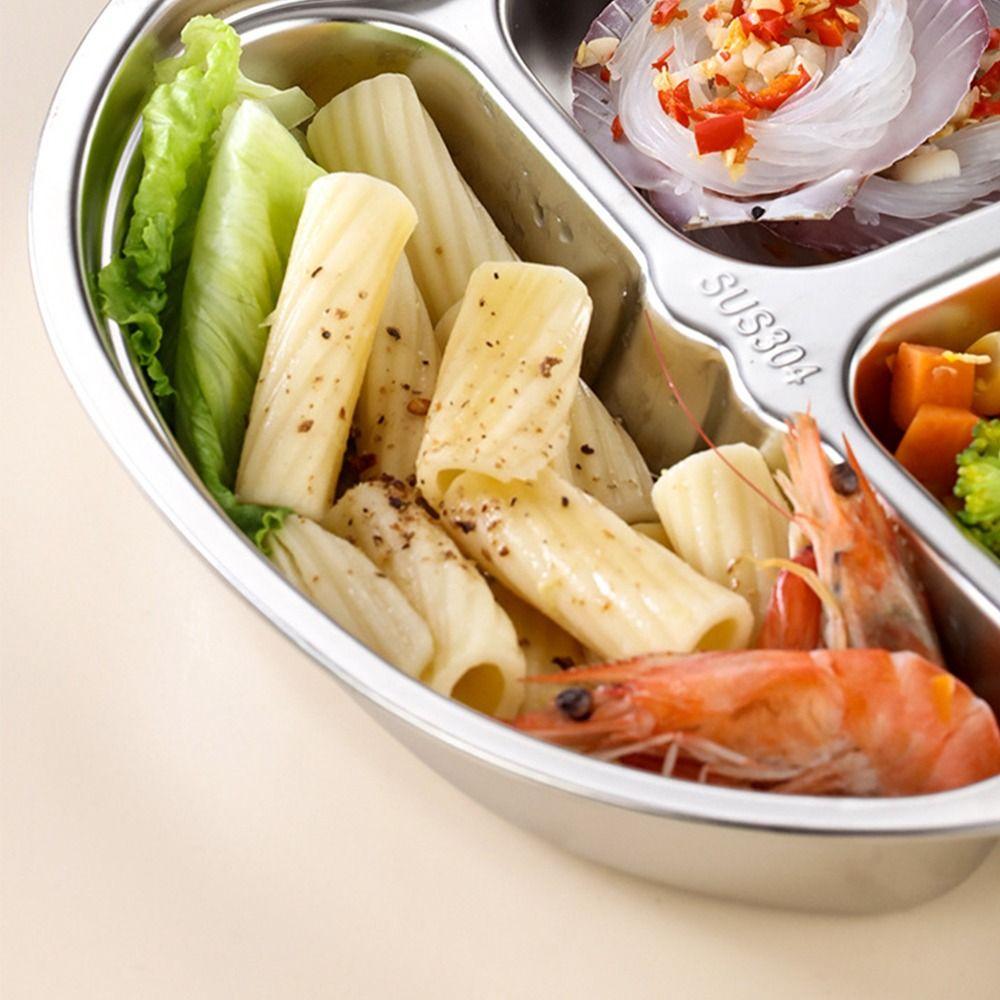 304 Stainless Steel Divided Dinning Plate Silver Child Feeding Plate Food Tray  Restroom