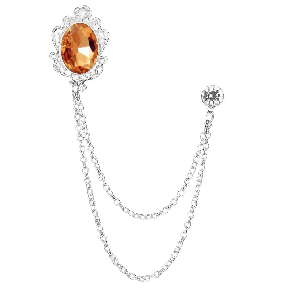 i-Remiel Fashion New Crystal Tassel Chain Brooches Personality Suit Badge Dress Corsage Brooch Jewelry Luxury Men Accessories