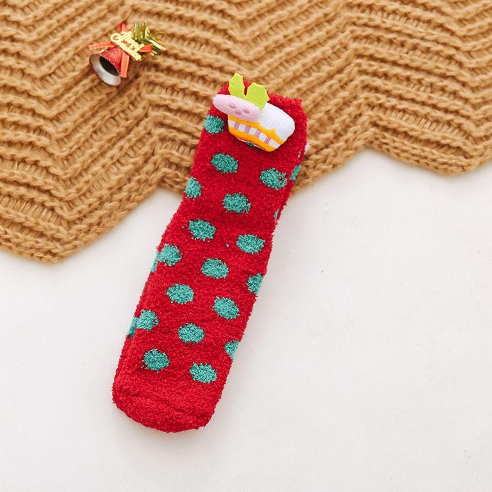 Cute Japanese Soft Comfortable Breathable For Christmas Female Socks Coral Velvet Medium Tube Socks