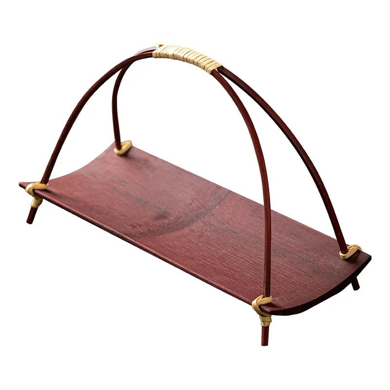 Creative Tea Tray Fruit Basket Bamboo Handmade Wedding Cake Table Retro Chinese Home Small Tray Small Basket