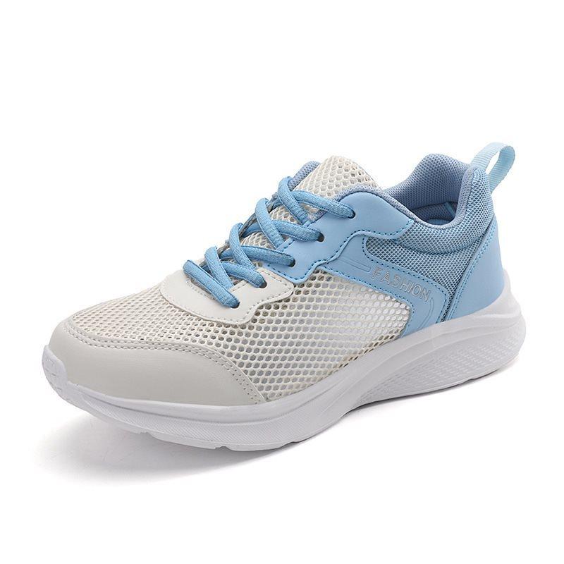 

Summer New Korean Casual Sports Shoes for Women Lightweight Soft Soled Hollowed Out Breathable Student Running Shoes 42 синий