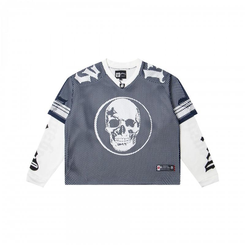 Mens Long Sleeve T Shirt Loose Fit Streetwear Hip Hop Casual Mesh Jersey 2025