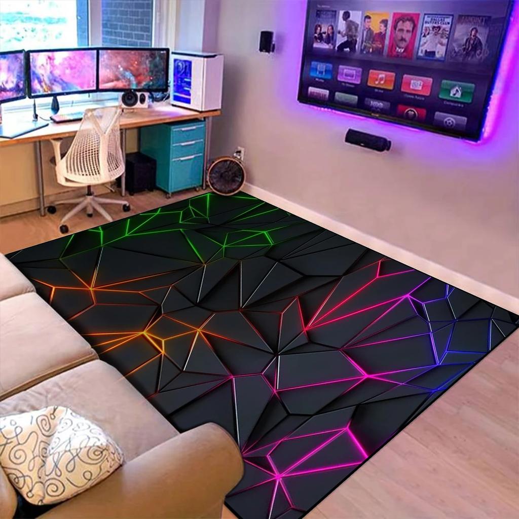 Gaming Mats Bedroom Rug Gamer Carpet Non-slip Wear-resistant Living Room Floor Mat American Laser Light Large Size Study Rug