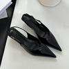 Fashion Fashion Shallow Elegant Women Heeled Sandals Shoes Female Buckle Strap Footwear Pointed Toe Ladies Low Heel Sandals Shoes Pumps