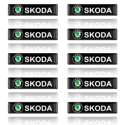 CGQ1 10/Pcs Car Styling 3D Emblem Epoxy Decoration Stickers For Yeti VRIS Octavia A5 A7 Karoq Kamiq Fabia Kodiaq Car Logo Decal