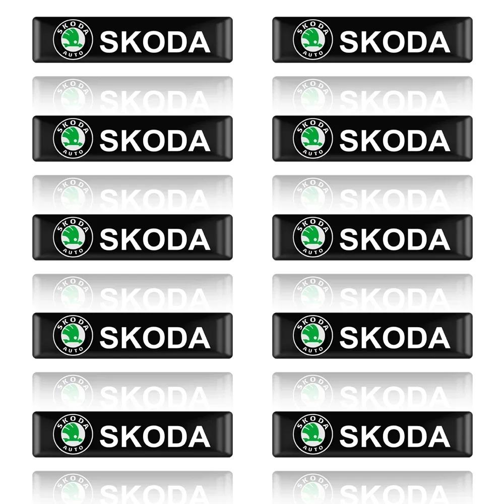 EMIW1 10/Pcs Car Styling 3D Emblem Epoxy Decoration Stickers For Skoda Yeti VRIS Octavia a5 a7 Karoq Kamiq Fabia Kodiaq Car Logo Decal