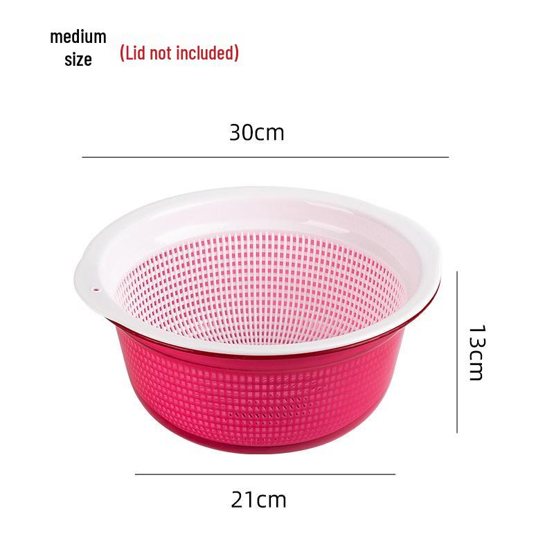 Large Kitchen Double-Layer Drain Basket with Lid for Fruit & Vegetable Washing and Storage