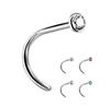 Titanium Nose Ring With Blue Zircon - Tn-011 0.8/6.5/2.5