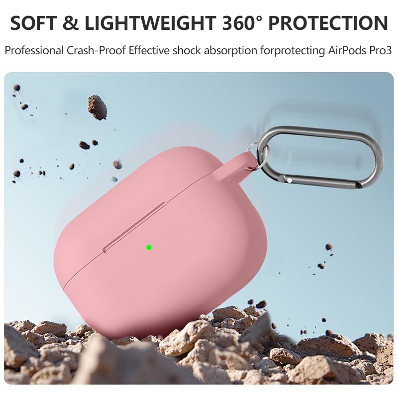 Silicone Protective Case for Airpods Pro 3 Gen (2025) Earphone Accessory For Airpods Pro 3 Generation with Cleaning Kit/Keychain