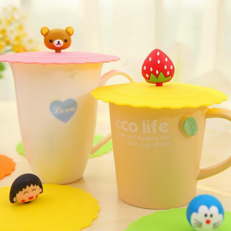6PCS Cute Silicone Cup Cover - Suction Seal Lid for Coffee Mug