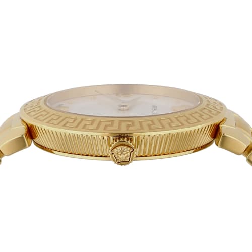 Versace DAPHNIS Watch, White Dial, Stainless Steel, Sapphire Crystal, Quartz, 35mm, Swiss Made, Women's, Gold, V16070017