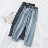 Jeans Larghi Cotone Resistente al Colore Pantaloni Donna Vita Alta per Uso Quotidiano