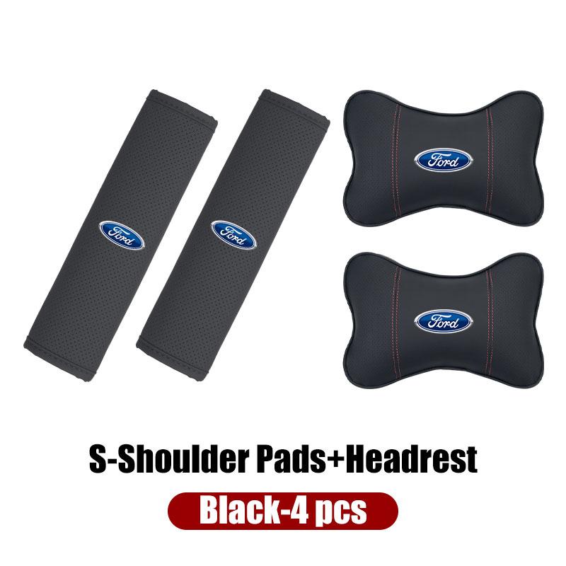 KLKY5 For Ford Soft Car Headrest Cushion Seat Belt Shoulder Protector Cover Focus Mk2 Mk3 Mk4 Fiesta Ranger Mondeo S-MAX Kuga