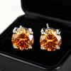 7MM Round Colorful Zircon Stud Earrings for Women - Korean Niche Fashion, Exquisite Four-Prong Design