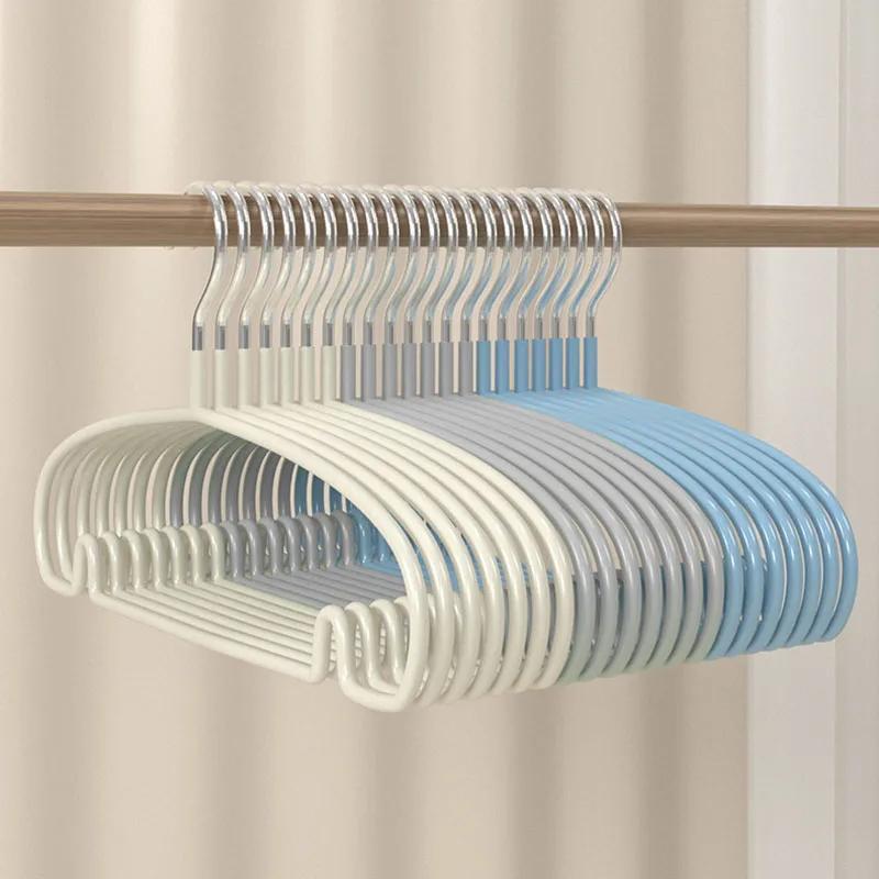 10pcs Non-Slip Coated Metal Hangers Thicken No Trace Hanger For Clothes Suit Coat Shirt Jacket Hanging Hanger with Round Notches