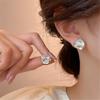 Elegant 3D Camellia Studs Earrings Portable Accessory for Women Stylish Black Tone with Sturdy Alloy Materials