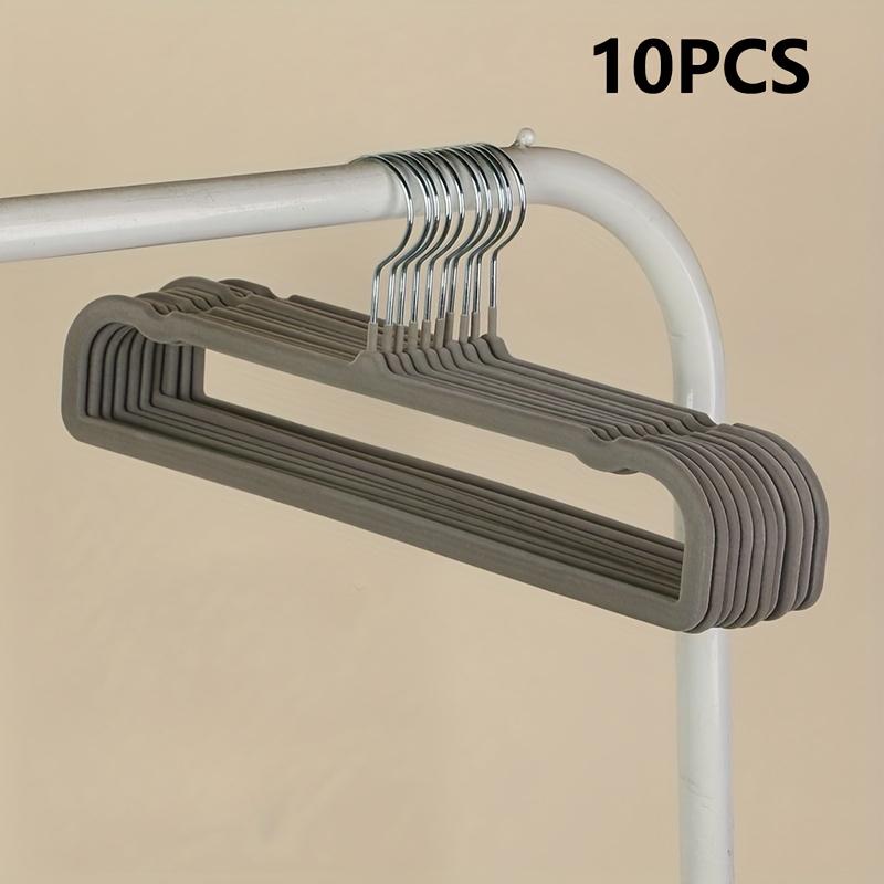 Набор из 10 вельветовых вешалок для брюк многофункциональные нескользящие с полированной отделкой не оставляющие следов экономящие место органайзеры для гардероба для взрослых брюк Plush pants hook 1490₽