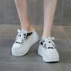 Spring Summer New Fashion Heightening Sneakers Baotou Half Slippers Outside Wear Thick Bottom Leisure Lace Up Tennis Board Shoes