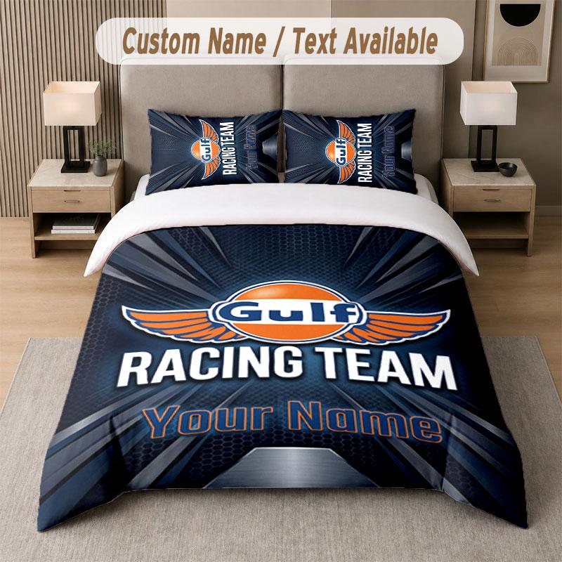 Custom Bedding Set Gulf Pattern, Print Name Text 1 Duvet Cover plus 2 Pillowcases Home Textile