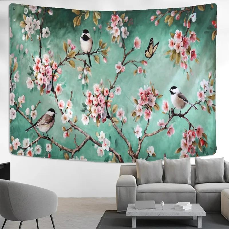 Home Wall Decoration Tapestry Flower Bird Background Hanging Cloth Office Living Room Tapestry