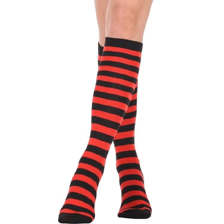 Gestreifte Kniestrumpfe Gestreifte Schlauchstrumpfe Strumpfe Lange Stiefelsocken für den täglichen Gebrauch, Halloween Cosplay Party Kostüm