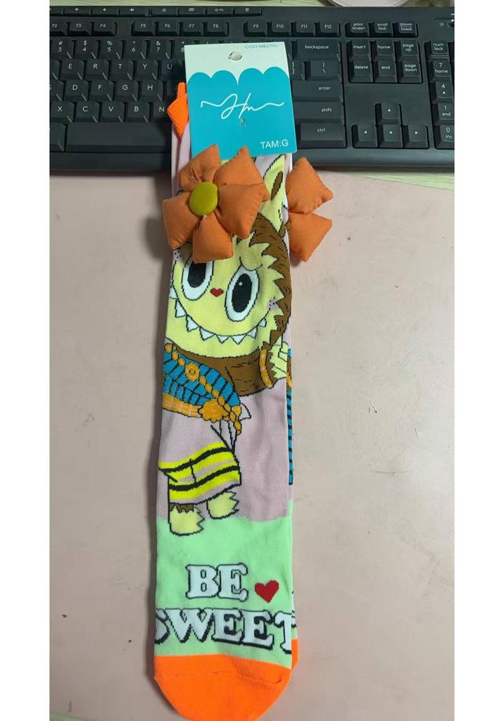 3D Cartoon Girl Knee-High Socks - Free Size for Kids