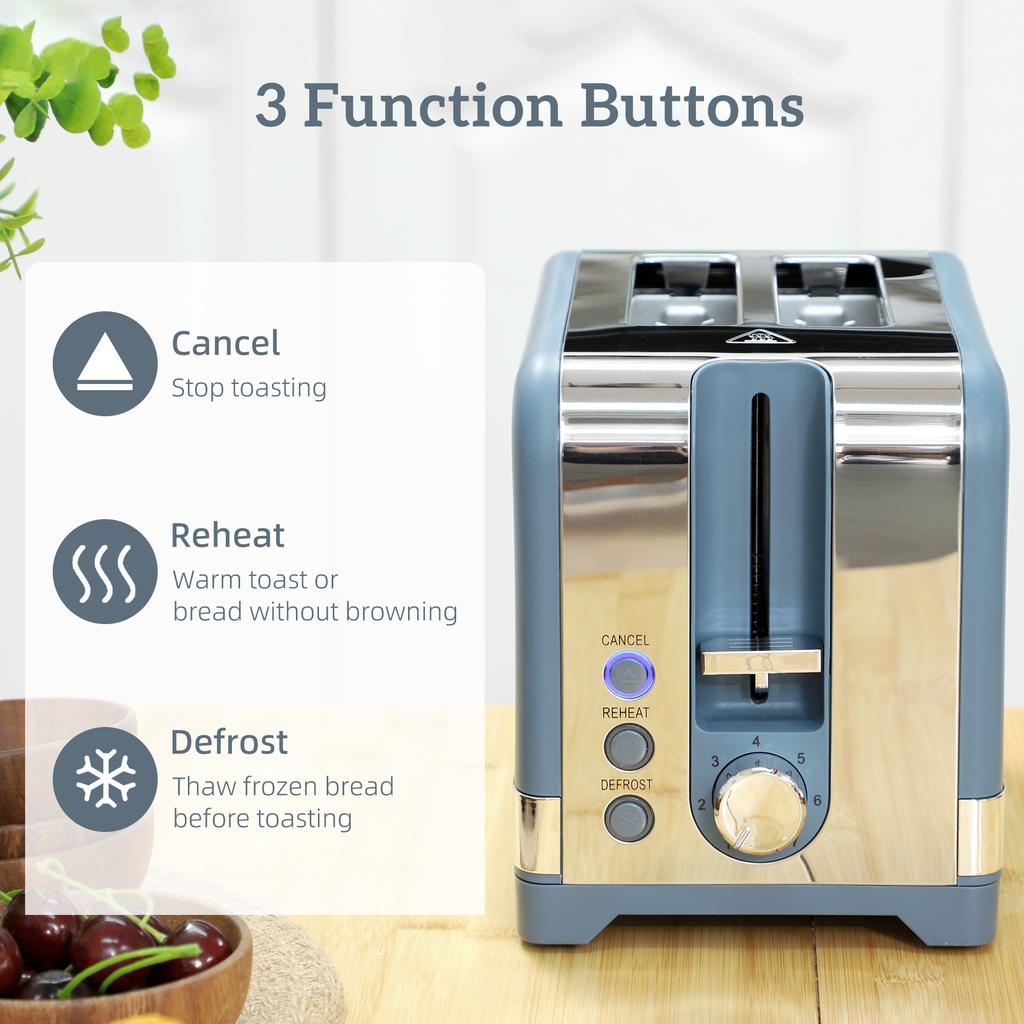 Sleek Textured Kettle and Toaster Set - Blue
