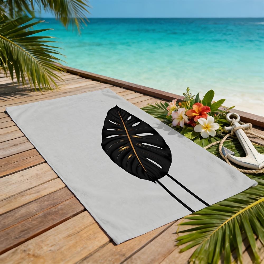 Gold Monstera Beach Towel Single Sided 2DPrint Soft Microfiber Beach Towel Beach Pool Spa Bathroom Tropical Decor Luxurious Gift