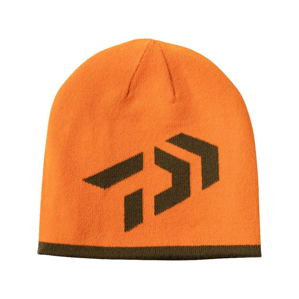 DAIWA Fishing Cap, Reversible Beanie Cap, Khaki x Orange, One Size Fits All, DC-9721W
