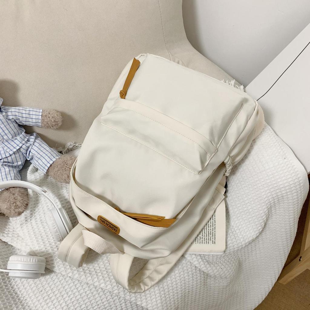 Korean Style Large Capacity Backpack for Students, Simple and Fashionable, Plain Color Schoolbag