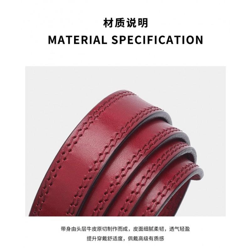 Red Vintage Leather Belt Women 2-4cm Wide Pin Buckle Fits Jeans