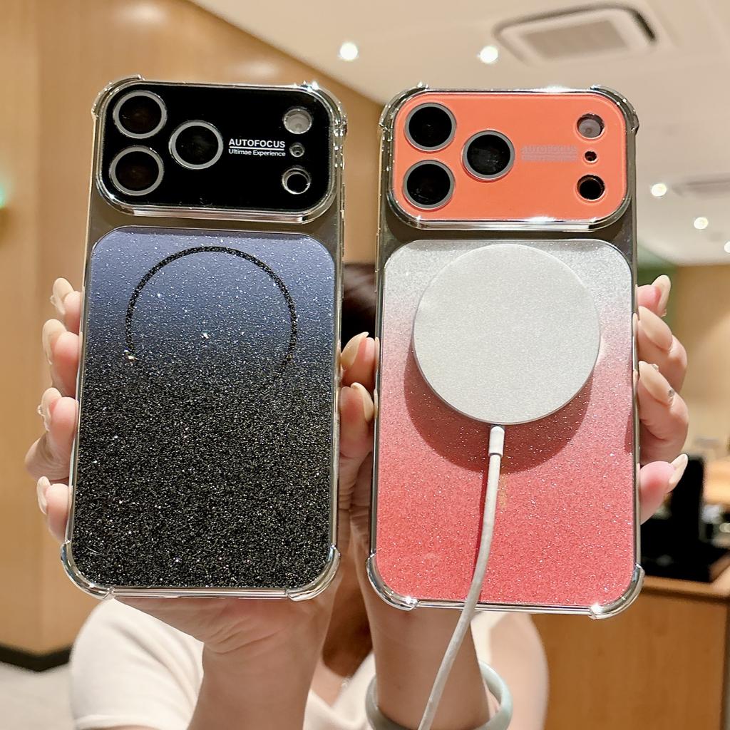 Applicable To Apple 17proMax Glitter Gradual Change Magnetic Mobile Phone Case iPhone16 Four Corners Anti-drop 15 All-inclusive Sheath