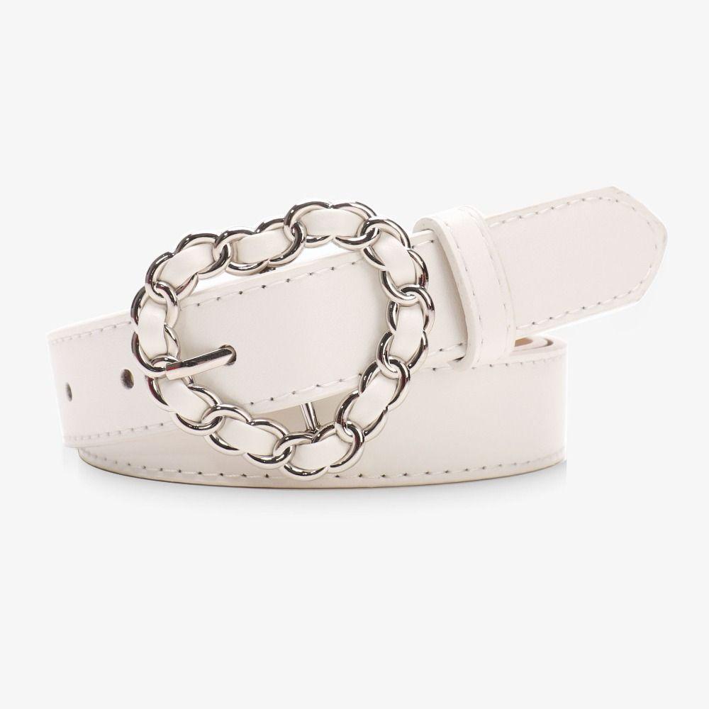 Adjustable Heart Buckle Belt Vintage Faux Leather Waistband Decorative Waist Belt  For Women