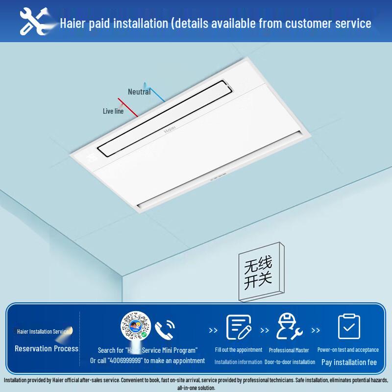 Haier Integrated Ceiling Dual-Core Cool Blast Fan with Negative Ions & Lighting