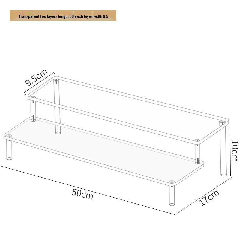 

Акрилова трирівнева портативна підставка для ляльок Pop Mart, косметики Jasmine, гаманців і ювелірних виробів 2-layer 50cm wide