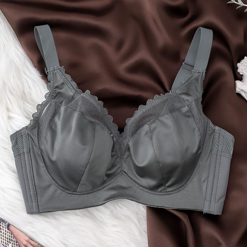 High-End Satin Plus Size Anti-Sagging Bra with Side Support