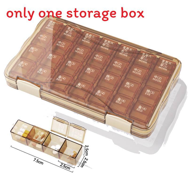 Multicolor Weekly Pill Organizer With 28 Compartments For Travel And Home Storage