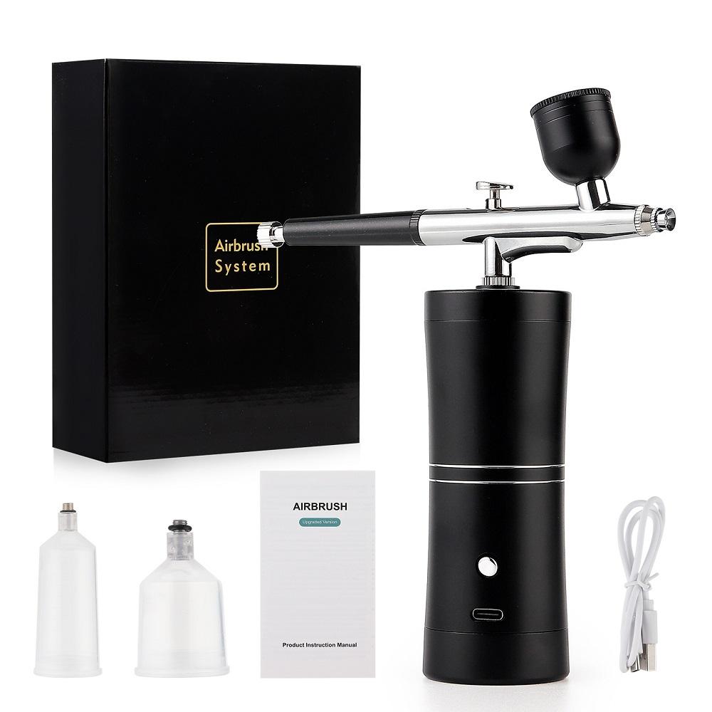 Top 0.3mm Pink Mini Air Compressor Kit Air-Brush Paint Spray Gun Airbrush For Nail Art Tattoo Craft Cake Nano Fog Mist Sprayer