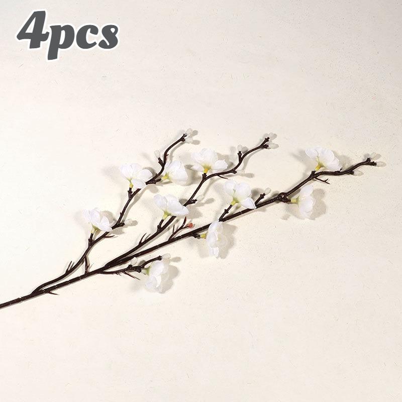 4pcs Artificial Plum Blossom Bunch Set, Realistic Plastic Flowers for Home, Office & Party, No Vase Included, Artificial Flowers