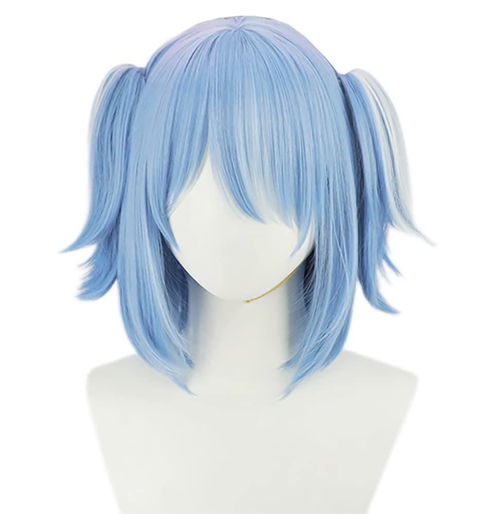 Usada Pekora Cosplay Wig, Blue To White Gradient, Heat-Resistant Wig (Bob Style, No Ears)