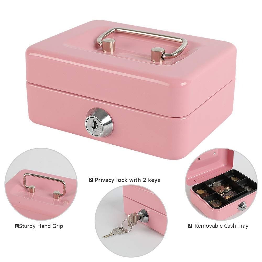 Mini Size Portable Key Safe Sturdy Construction Handheld Safe Box Valuables Storage