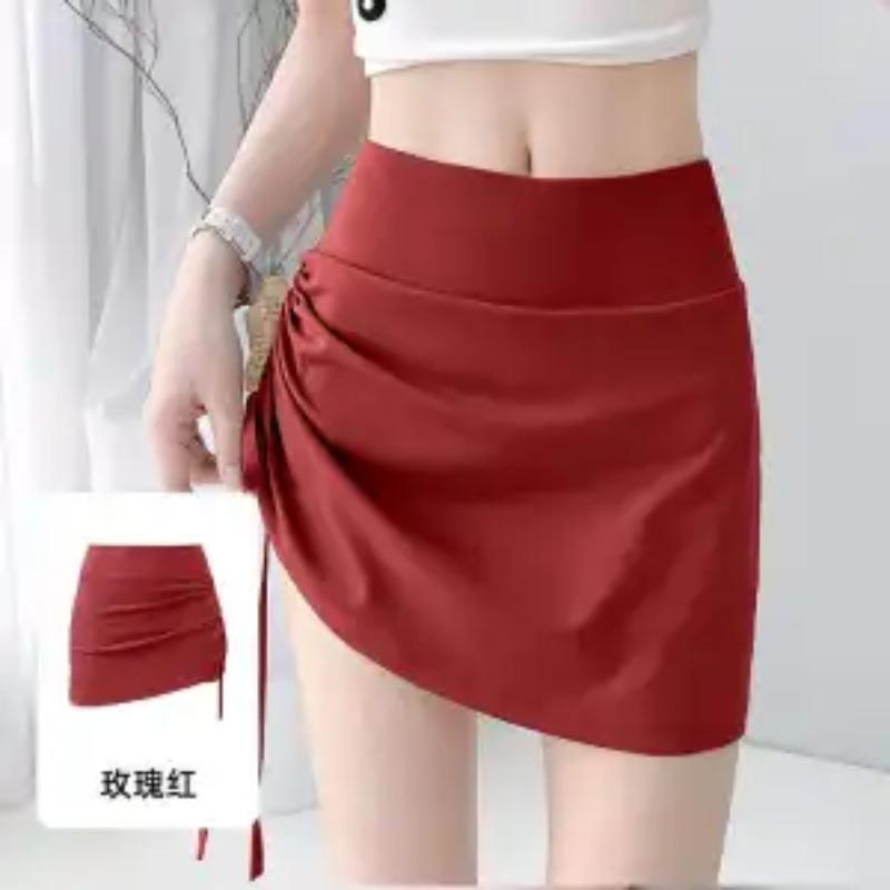 Women's High Waist Drawstring Skort Casual Ruched Mini Skirt with Built-in Shorts